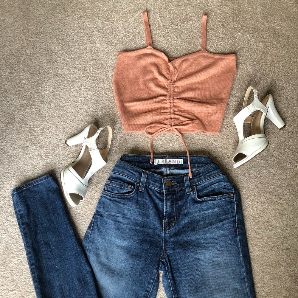 SHEIN pastel pink drawstring crop top size small